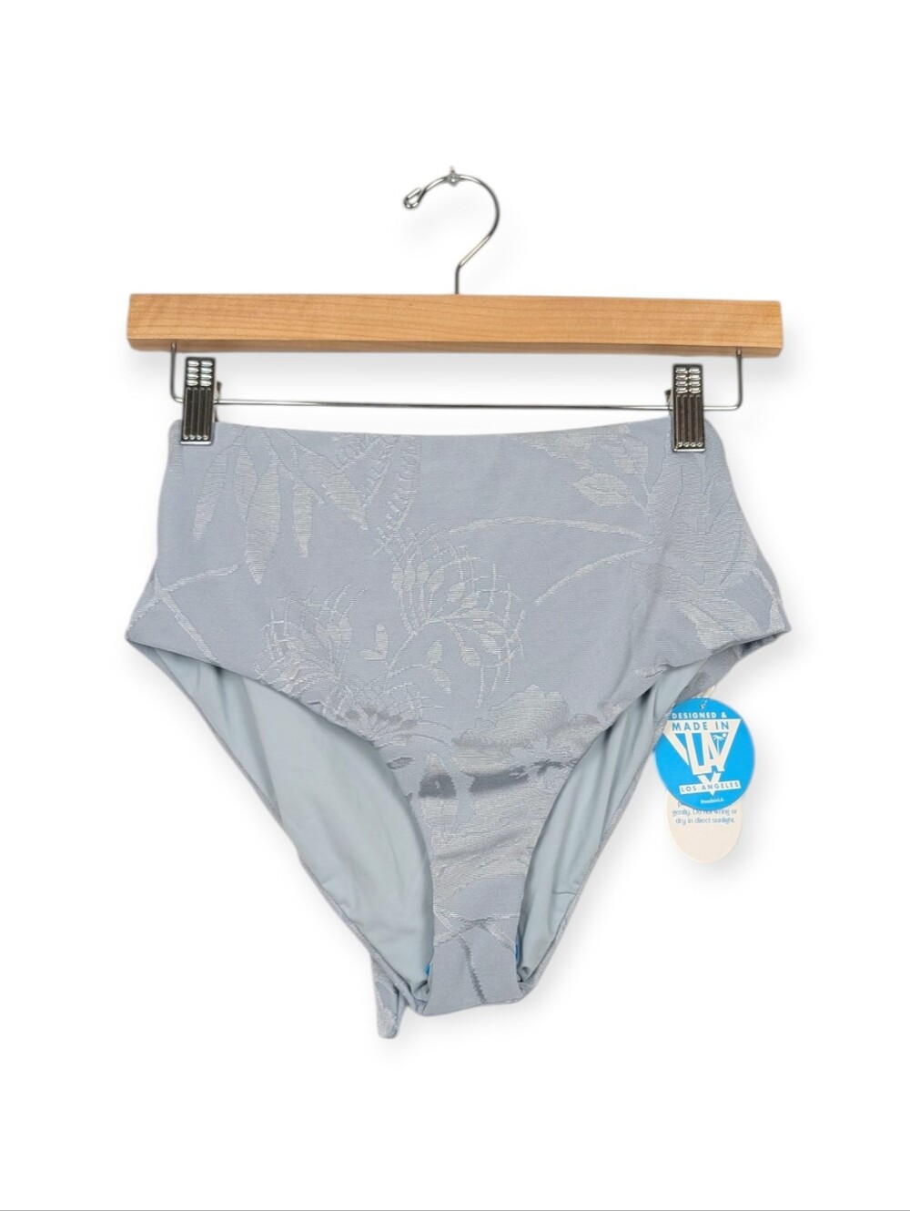 WET Swimwear Bikini Bottom M Light Blue Textured High Waist Resort Swim NWT